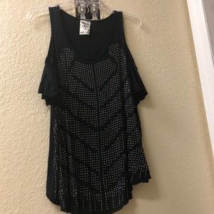 Vocal Black Shirt With Rhinestones